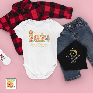 personalised baby animals gift born in 2024 bodysuit