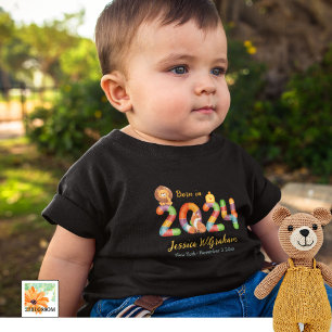 personalised baby animals gift born in 2024 bodysuit