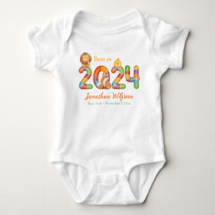 personalised baby animals gift born in 2024 bodysuit