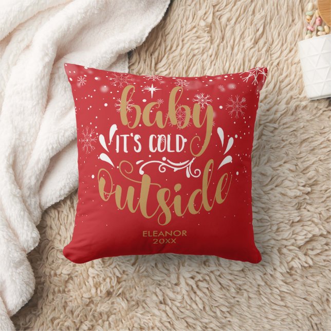 Personalised  Baby It's Cold Outside Throw Pillow (Blanket)
