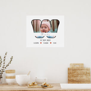Personalised Baby Letter W With Border Poster