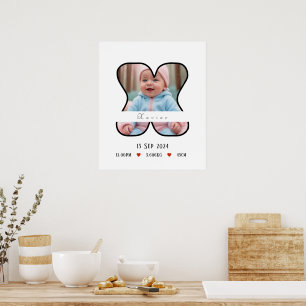 Personalised Baby Letter X With Border Poster
