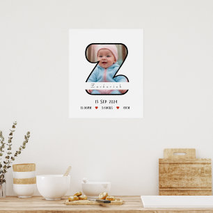 Personalised Baby Letter Z With Border Poster