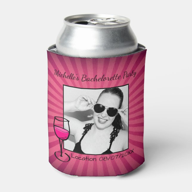 Personalised Bachelorette Custom Photo Frame Can Cooler (Can Front)