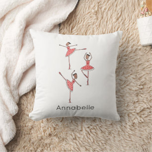 Personalised Ballerina Ballet Dancer Throw Pillow