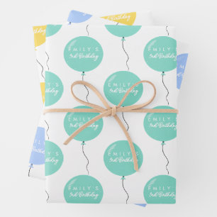 Personalised Balloon Party birthday christening  Wrapping Paper Sheet