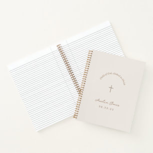 Personalised Baptism Gift Cross Blush Notebook