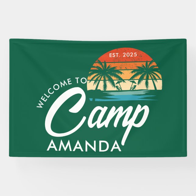 Personalised Beach Camp Bachelorette Party Custom Banner (Horizontal)