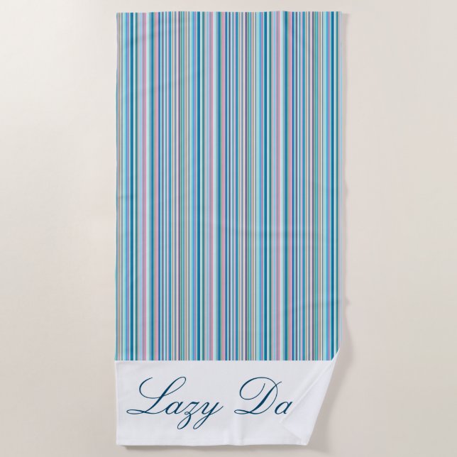 Personalised Beach Towel - Multi coloured Stripes (Front)