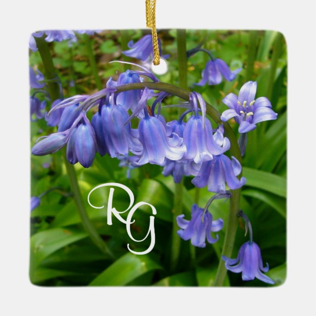 Personalised Beautiful Bluebell Ceramic Tree Decor Ceramic Ornament (Front)