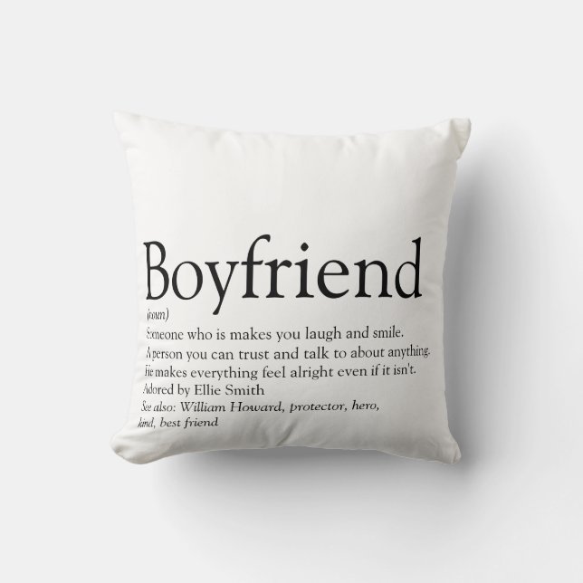Personalised Best Boyfriend Definition Throw Pillow (Front)