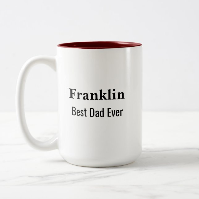 Personalised Best Dad Ever Monogrammed  Two-Tone Coffee Mug (Left)