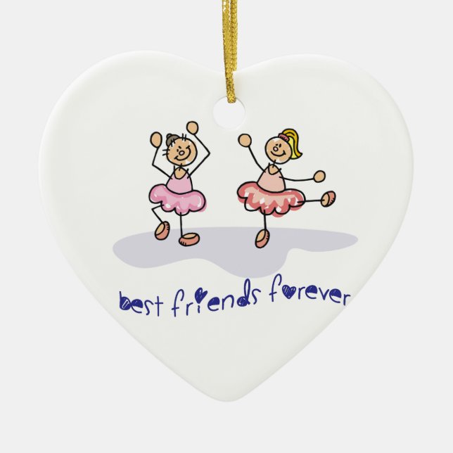 PERSONALISED BEST FRIENDS FOREVER DANCING GIRLS CERAMIC ORNAMENT (Front)