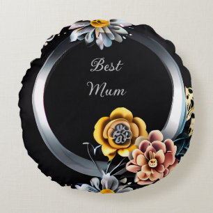 Personalised Best Mum Floral Round Pillow