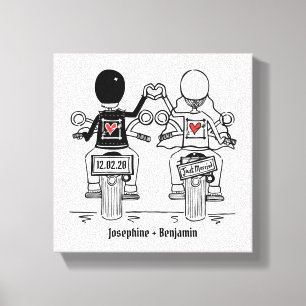 Personalised Biker Motorcycle Wedding Canvas Print