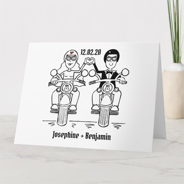 Personalised Biker Motorcycle Wedding Greetings Card (Front)