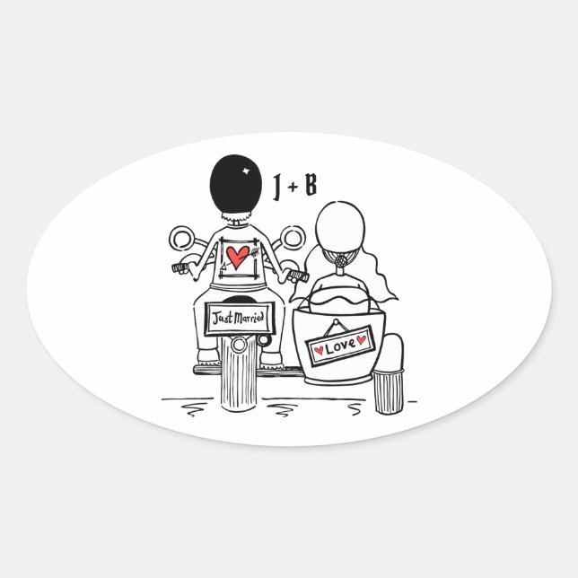 Personalised Biker Motorcycle Wedding Stickers (Front)