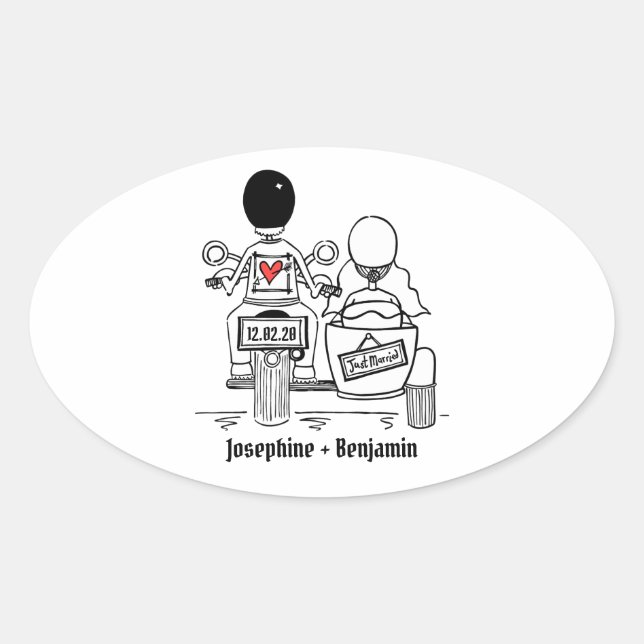 Personalised Biker Motorcycle Wedding Stickers (Front)