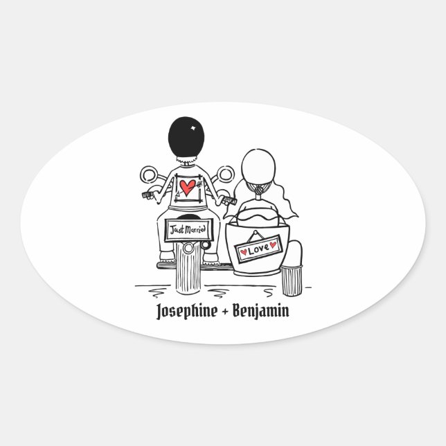 Personalised Biker Motorcycle Wedding Stickers (Front)