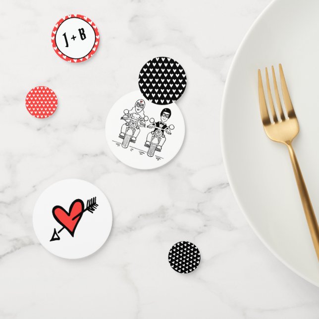 Personalised Biker Motorcycle Wedding Table Confetti (Group)