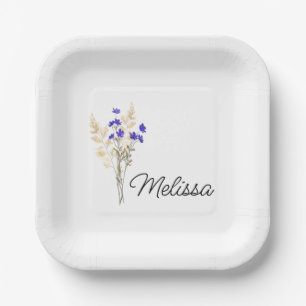 Personalised Birth Flower, Watercolor Flower Ring  Paper Plate