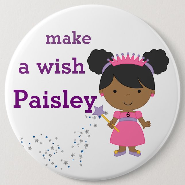 Personalised Birthday Badge - Make a Wish 6 Inch Round Button (Front)