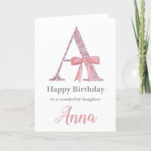 Personalised Birthday Card for Her - Letter A