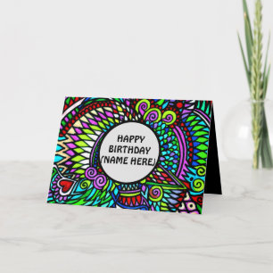 Personalised Birthday Card Funky Pattern