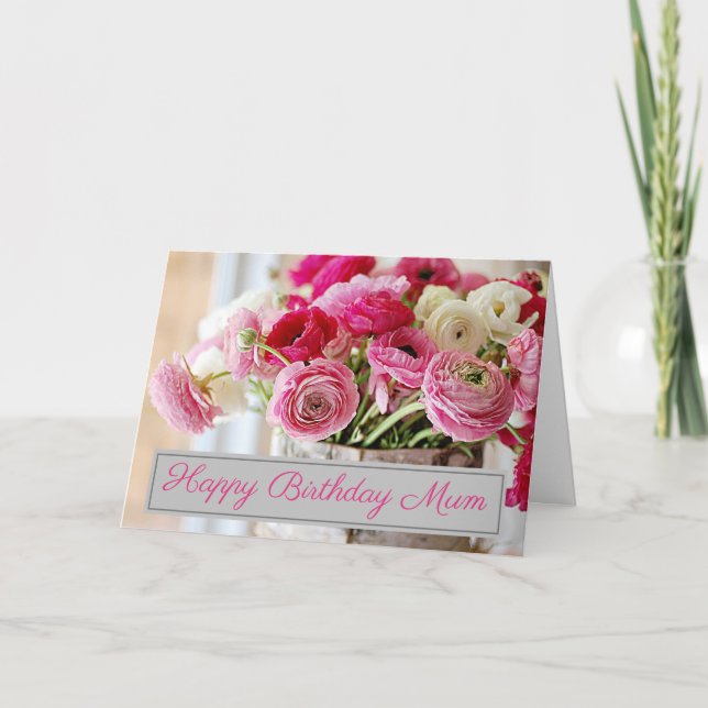 Personalised Birthday Card - Shabby Chic Bouquet (Front)