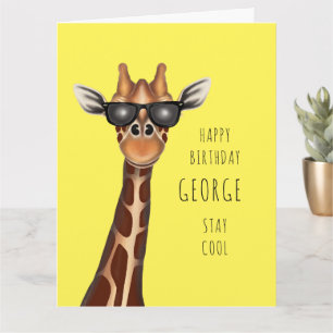 Personalised Birthday Card - 'Stay Cool' Giraffe