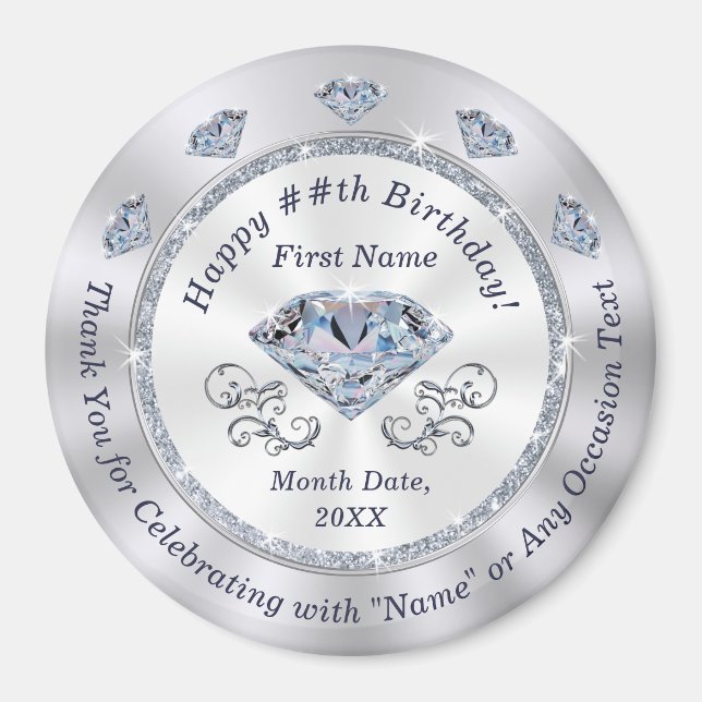 Personalised Birthday Favours, Anniversary by Year Magnet (Front)