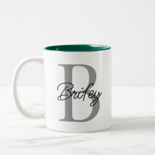 Personalised Birthday Gift Subtle Initial and Name Two-Tone Coffee Mug