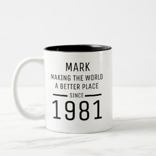 Personalised Birthday Mug with name and year,