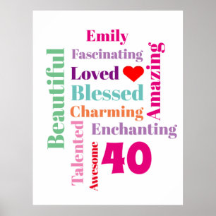 Personalised Birthday Word Art Print