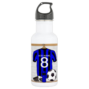 Personalised Black and blue football soccer Jersey 532 Ml Water Bottle