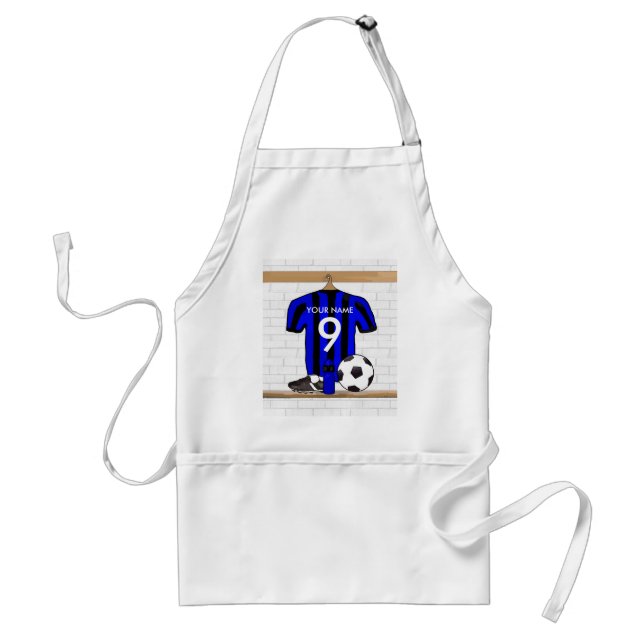 Personalised Black and blue football soccer Jersey Standard Apron (Front)