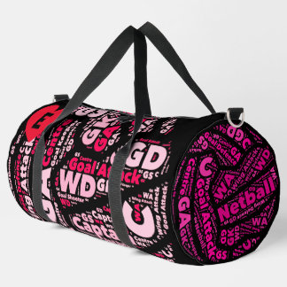 Personalised Black And Pink Netball  Duffle Bag