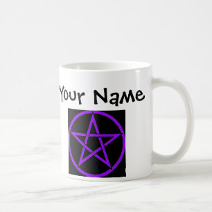 Personalised Black and Purple Pentacle Wiccan Mug