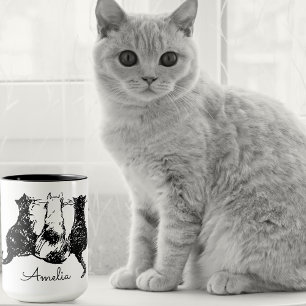 Personalised Black and White kitten Mug