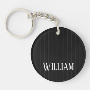 Personalised black pinstripes keychain