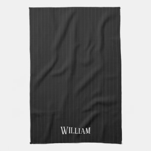Personalised black pinstripes kitchen towel