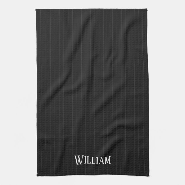 Personalised black pinstripes kitchen towel (Vertical)
