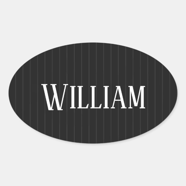 Personalised black pinstripes oval sticker (Front)