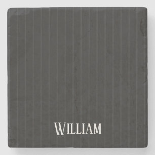 Personalised black pinstripes stone coaster