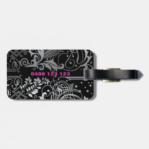 Personalised Black Swirl Luggage Tag
