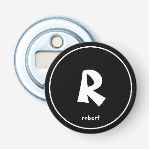 Personalised Black & White Initial Monogam Name Bottle Opener