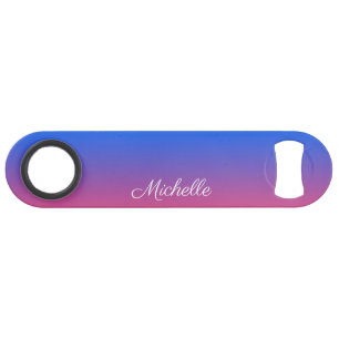 Personalised blue and pink ombre gradient bar key
