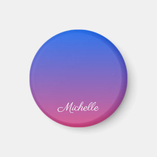 Personalised blue and pink ombre gradient magnet