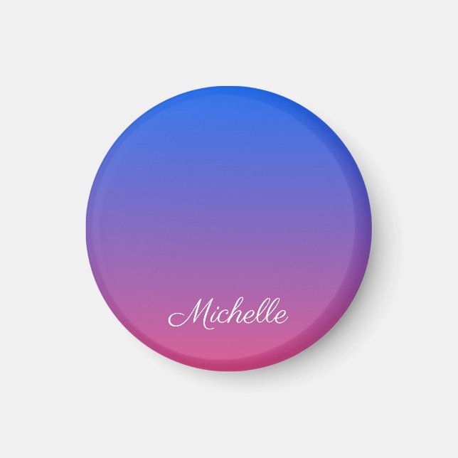 Personalised blue and pink ombre gradient magnet (Front)