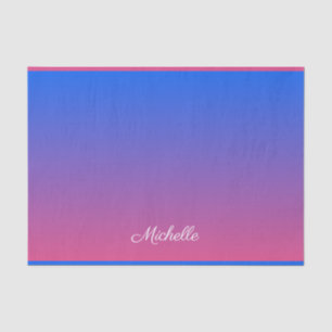 Personalised blue and pink ombre gradient tissue paper